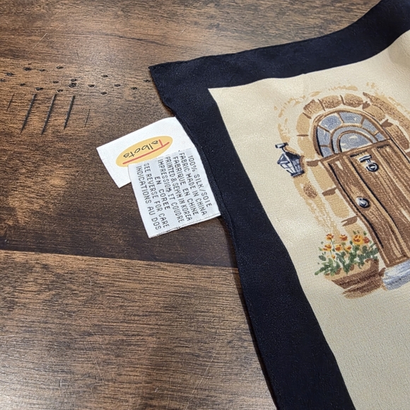 Talbots Beige and Black Multi Doorframes Print Square Scarf - Picture 5 of 6